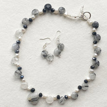 Black and White Stone Choker and earrings 2pce set