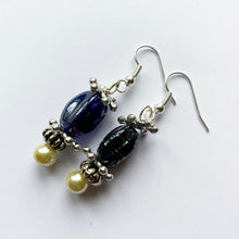 Artisan Unique Bead earrings to match black and white necklace with handmade beads 