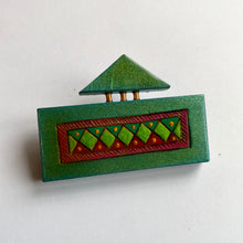 Mid Green Handmade Wooden Broach