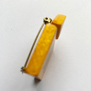 Handmade Wooden Brooch from the side 