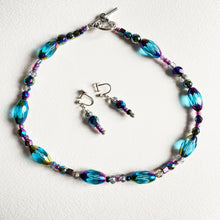 Choker Necklace set with matching beads Cut glass and rainbow beads with some Swarovski crystals