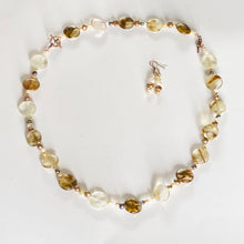 Agate and Pearl Choker extended with bracelet and pearl earrings