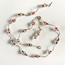 Artisan Clear and Red Bead Squiggly 3pce necklace by CMS Jewellery
