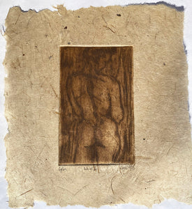 Love I in brown on Japanese paper - Etching by Caroline Salmon  Edition of 6