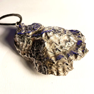 Silvered Large Oyster Shell on thong