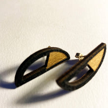 Wooden Black and Gold Stud Earrings by MyBeareHands