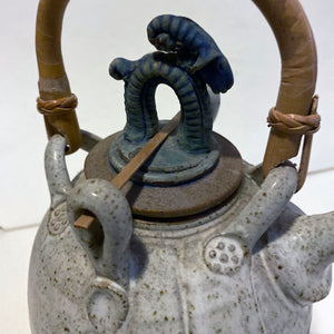 Artisan Pottery - Unique Ceramic Teapot with bamboo handle made by Mike Goddard