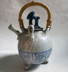 Artisan Pottery - Unique Ceramic Teapot with bamboo handle made by Mike Goddard