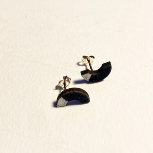 Tiny Stud Wood earrings with silver paint