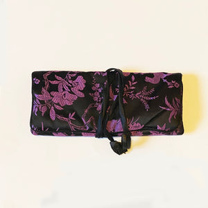Silky Brocade Purple Black Jewellery Wrap