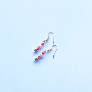 Artisan Earrings to match the Pearl red and Golden Bead Necklace Set