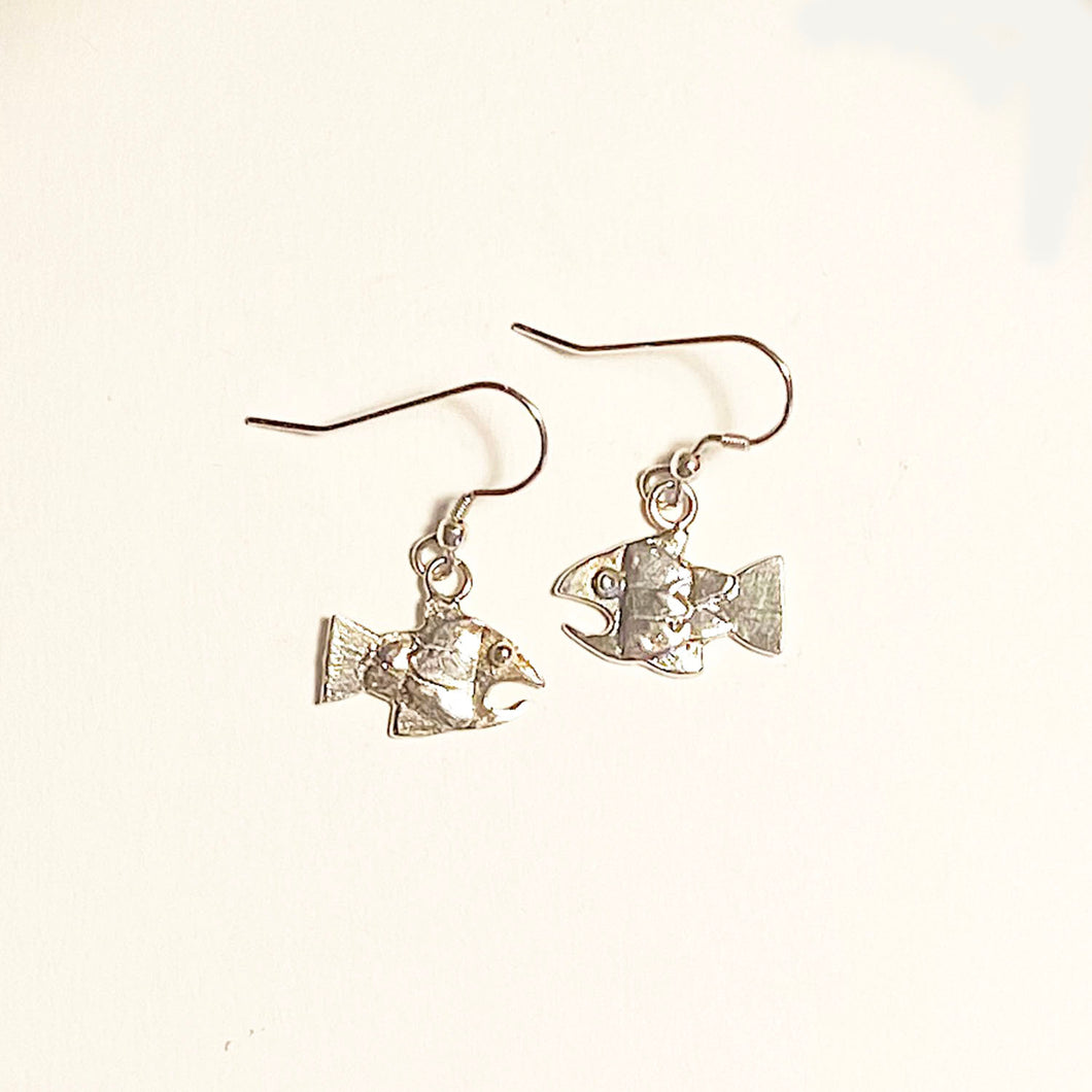 Silver Funny Fish Drop Earrings