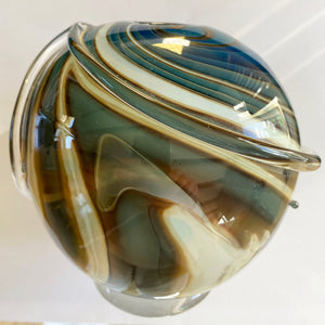 Peter Layton Glass Orb with Clear Glass Trails 2