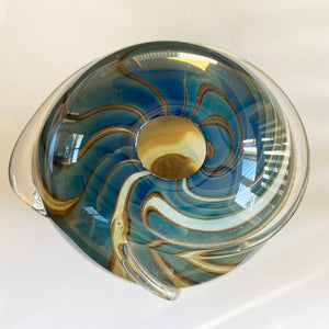 Peter Layton  Glass Orb with Clear Glass Trails - top