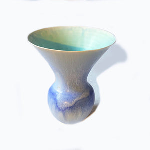 Soft blue Flared Vase showing turquoise inside by Phylis Dupuy