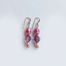 Artisan Earrings to match the Pin Pearl  and other bead necklace  3pce set earrings have silver hoops