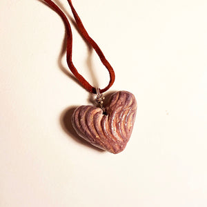 Ceramic Pink Heart Pendant on suede thong