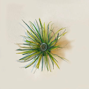 Recycled Plastic Green Shaggy Flower Brooch by Bags to Riches