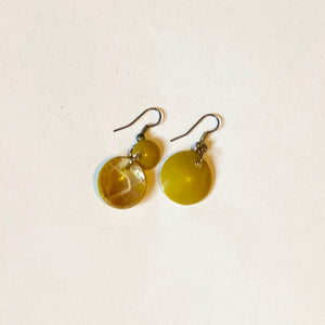 Recycled Ochre Plastic Dome earrings - back