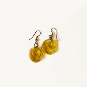 Recycled Ochre plastic dome earrings