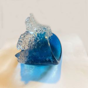 Unique glass wave - Small Cobalt Blue Curling Wave