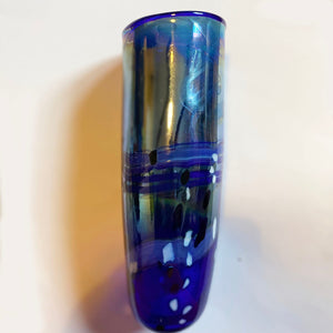 Blue Lustre Pebble Vase by Shakespeare Glass side 2