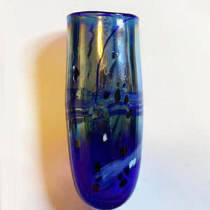 Blue Lustre Pebbe Vase by Shakespeare Glass front