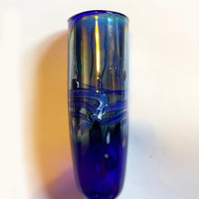 Blue Lustre Pebble Vase by Shakespeare Glass side 1