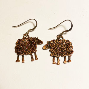 Copper Sheep Drop Earrings