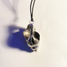 Silvered Electro-plated Large Worn Welk Pendant on a thong, Bracklesham Bay