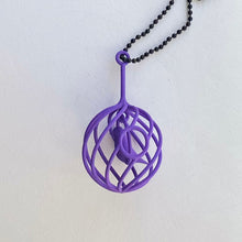 3D Mauve Bird in Cage on long chain