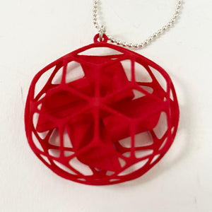 3d Red Windmill in Cage Pendant