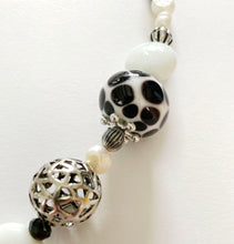 Detail of Beads to Unique Black and White Necklace Set by CMS Jewellery