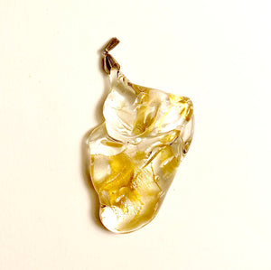 Recycled Glass Unique Clear and Gold Glass Pendant