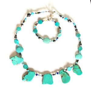 Chunky Turquoise Necklace Set by CMS Jewellery