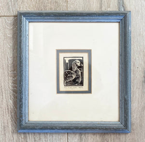 Wood Engraving by Caroline Salmon -  Small Snooty Goose print - dark brown on cream