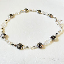 Artisan Silvery Beads with hearts, glass bead and pearl 3pce necklace set by Caroline Salmon