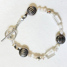 Artisan Silvery Beads with hearts, glass bead and pearl 3pce necklace set by Caroline Salmon