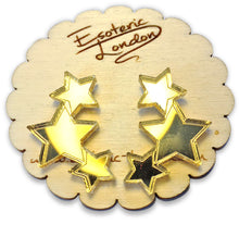 Triple Star Mirrored Stud Earrings Gold