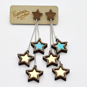 Triple Star Dangle Stud Earrings on Card