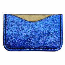 Back - Blue Metallic Leather Card Holder
