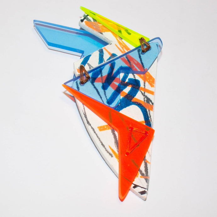 Unique Retro Designer Brooch Large  with Perspex