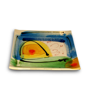Ceramic Small Square Vibrant Plate by Richard Wilson Ceramics