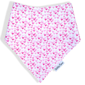 Dribble Bibs - Hearts - 100% cotton front and fleece backing