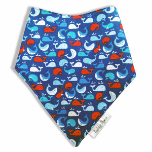 Dribble Bibs - Whale design - 100% cotton front and fleece backing