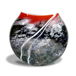Glass Sunset Red Large Flat Vase by Martin Andrews