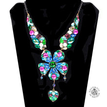 Large Statement Blue Daisy Necklace by Annie Sherburne