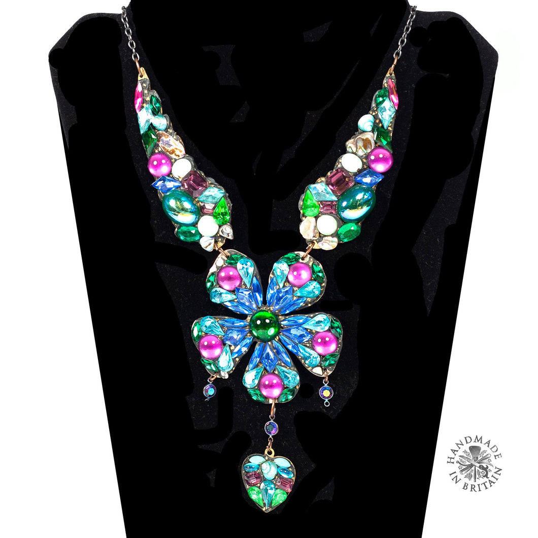 Large Statement Blue Daisy Necklace by Annie Sherburne