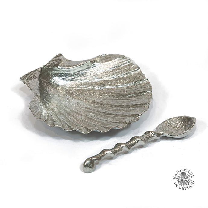 Pewter Scallop Salt and Spoon