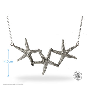 Pewter Triple Starfish Necklace